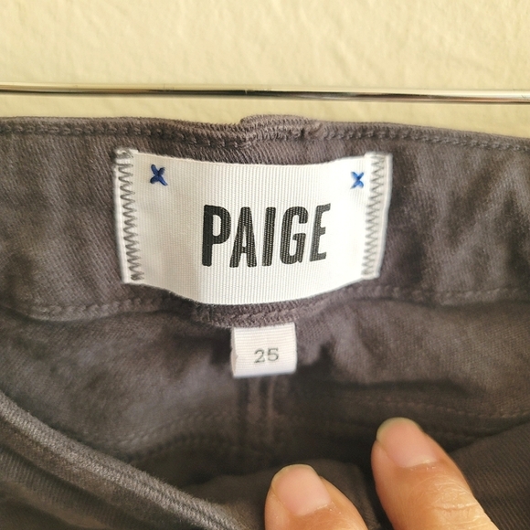 PAIGE, Liam High Rise Denim Moto Ankle Skinny Jeans, Stone Grey, Size‎ 25 - Picture 8 of 11